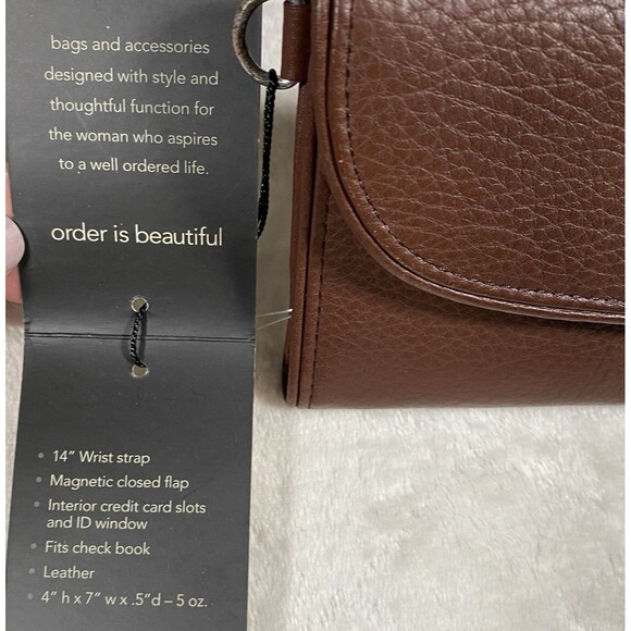 Baggallini Brown Pebbled Leather Wallet Wristlet NO STRAP Classic Brand New - Picture 3 of 5